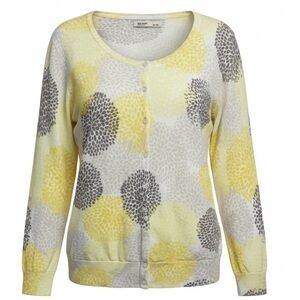Old Navy Yellow Gray Floral Button Cardigan Lightweight Sweater Size Medium